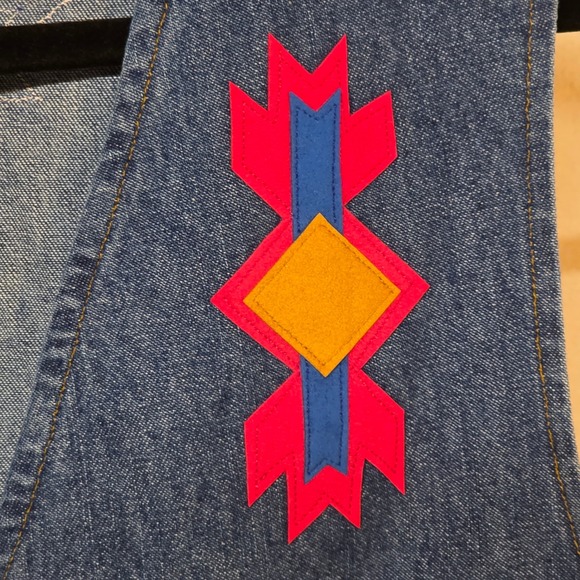 Vintage Sunbelt Sportswear Denim Vest Womens Medium Blue Southwestern Applique - Picture 3 of 9
